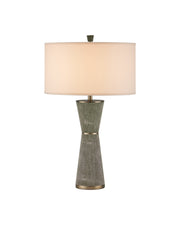 Galuchat Hourglass Table Lamp in Green Faux Shagreen / Brass