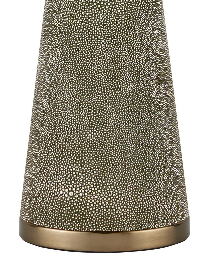 Galuchat Hourglass Table Lamp in Green Faux Shagreen / Brass