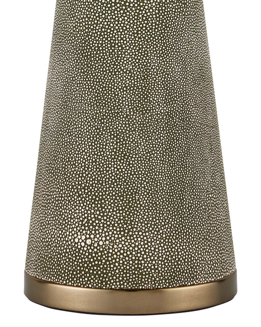 Galuchat Hourglass Table Lamp in Green Faux Shagreen / Brass