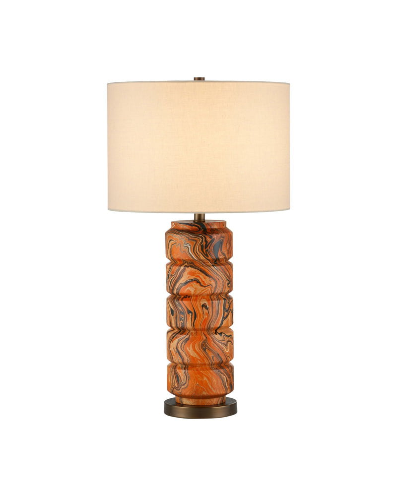 Crantock Table Lamp in Marbelized Orange