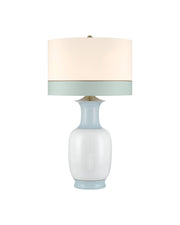Kora Large Table Lamp in White / Light Blue / Brushed Brass