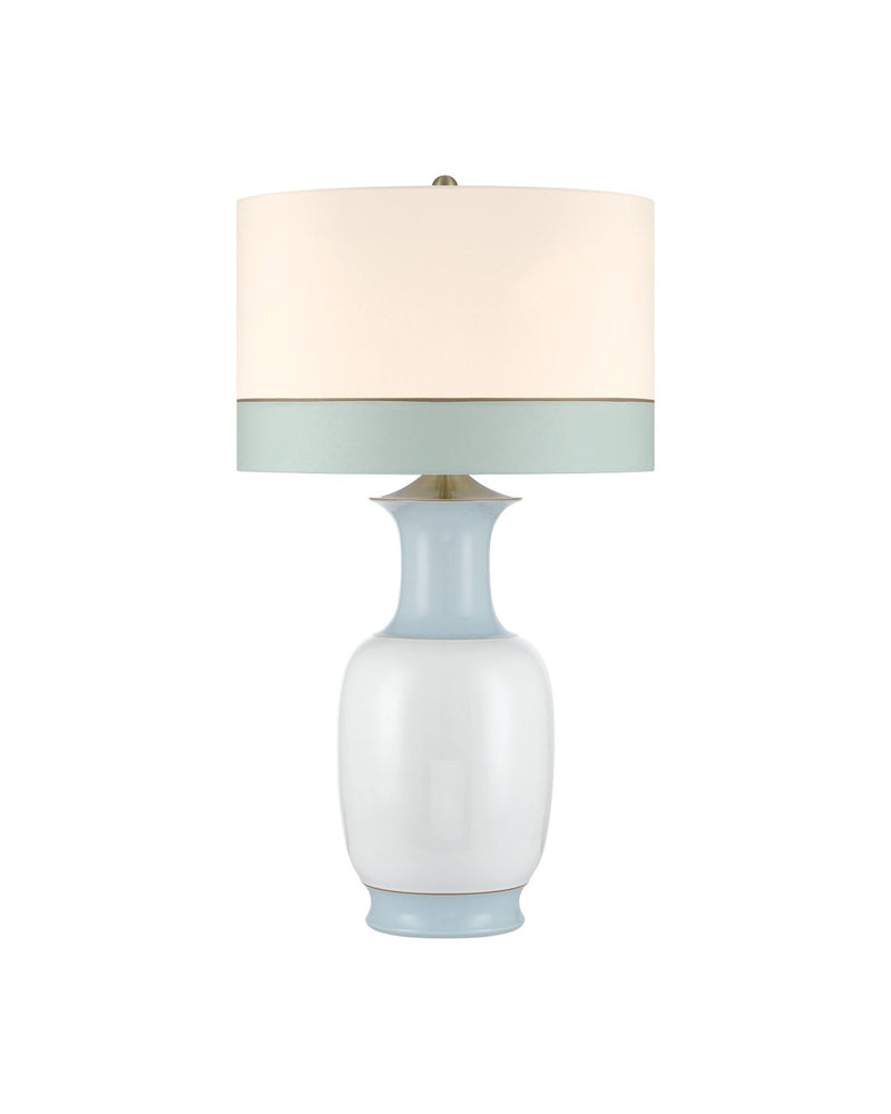 Kora Large Table Lamp in White / Light Blue / Brushed Brass
