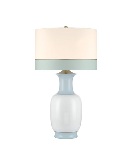 Kora Large Table Lamp in White / Light Blue / Brushed Brass