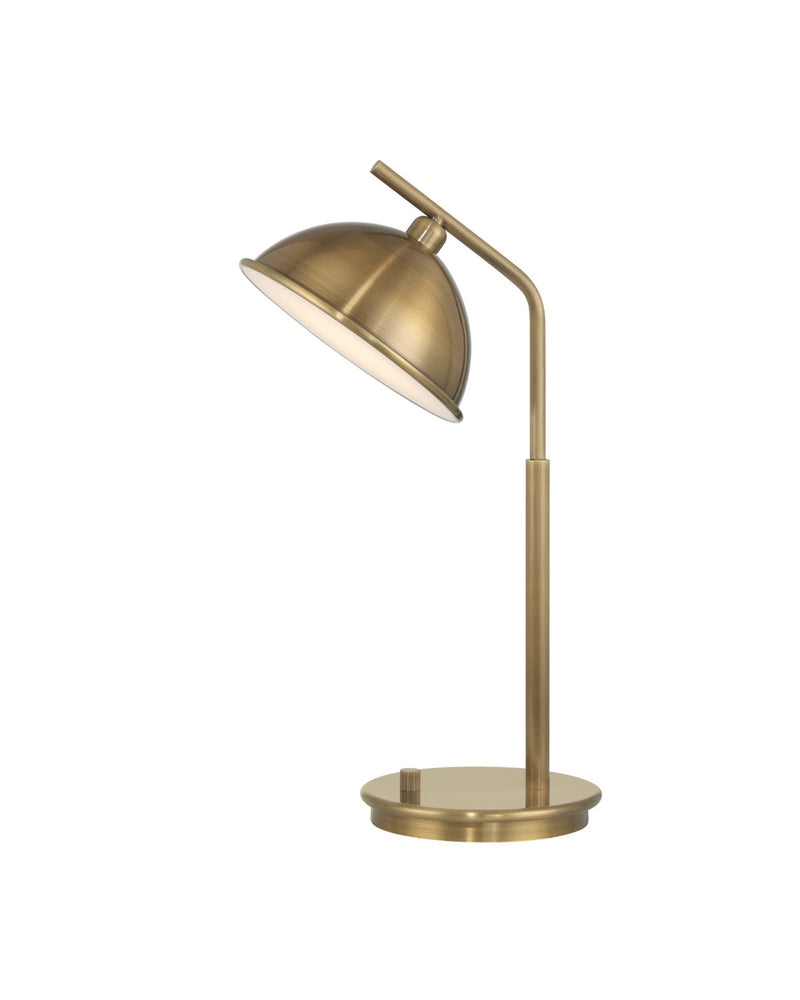 Dossier Desk Lamp in Polished Antique Brass / White