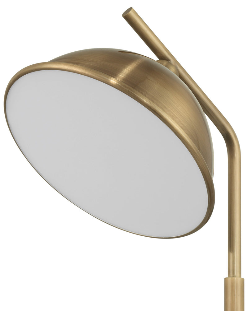 Dossier Desk Lamp in Polished Antique Brass / White