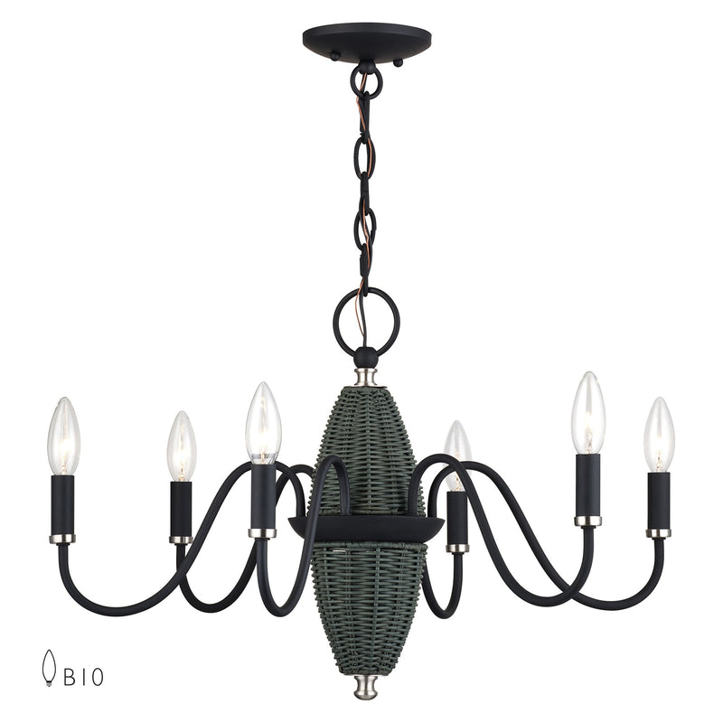 Laurelin 6-Light Chandelier in Black with Brushed Nickel Accents