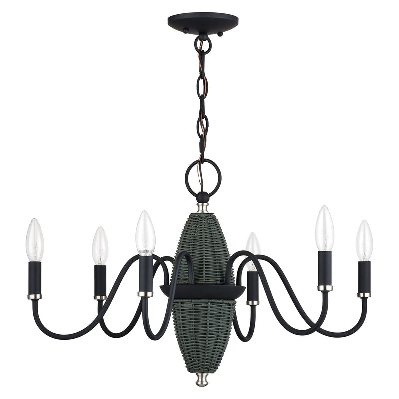 Laurelin 6-Light Chandelier in Black with Brushed Nickel Accents
