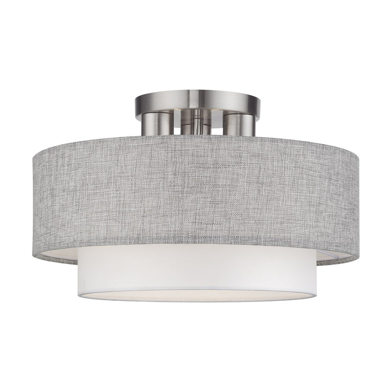 Brookmeade 3-Light 15" Semi-Flush Mount in Brushed Nickel