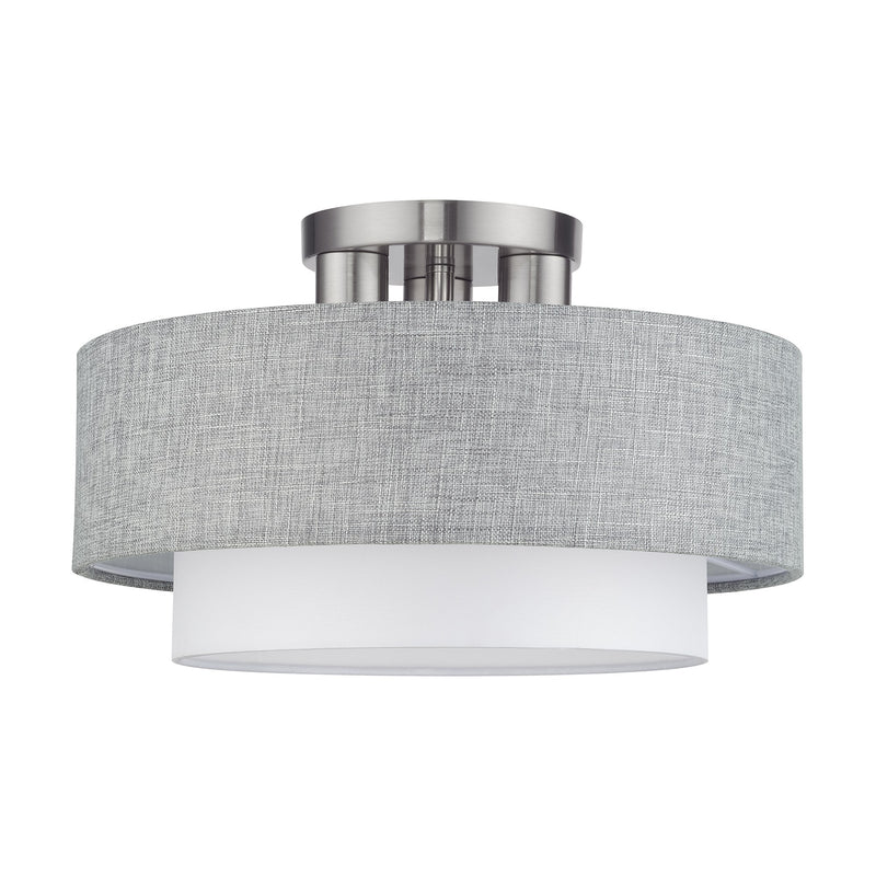 Brookmeade 3-Light 15" Semi-Flush Mount in Brushed Nickel