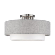 Brookmeade 3-Light 18" Semi-Flush Mount in Brushed Nickel