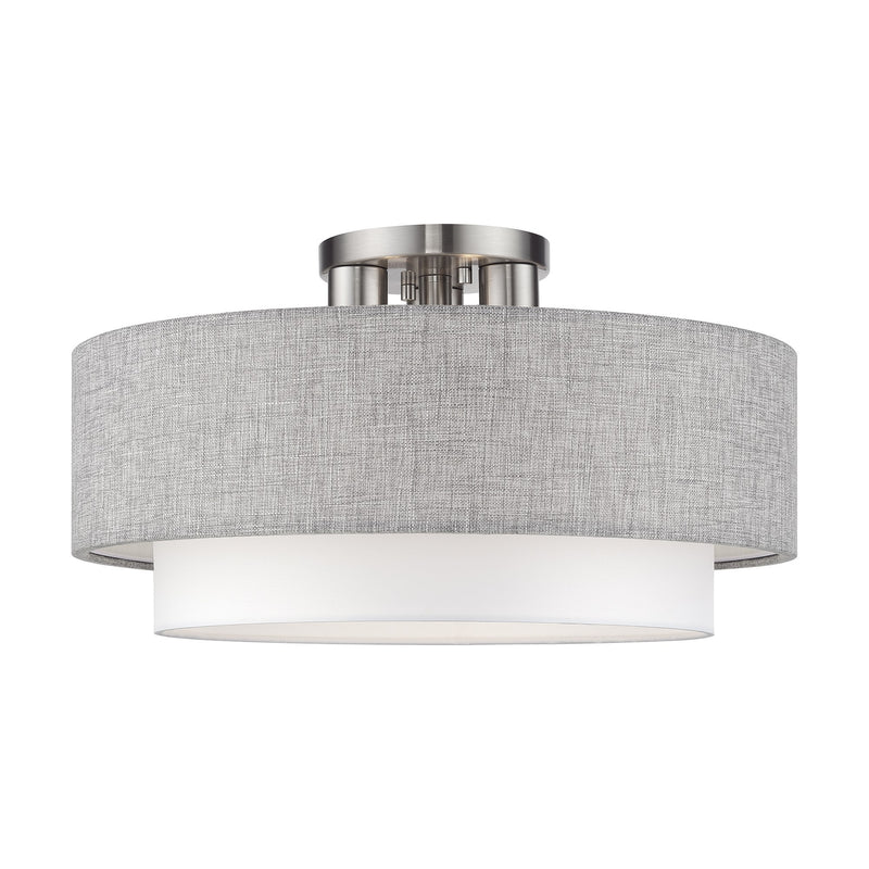 Brookmeade 3-Light 18" Semi-Flush Mount in Brushed Nickel