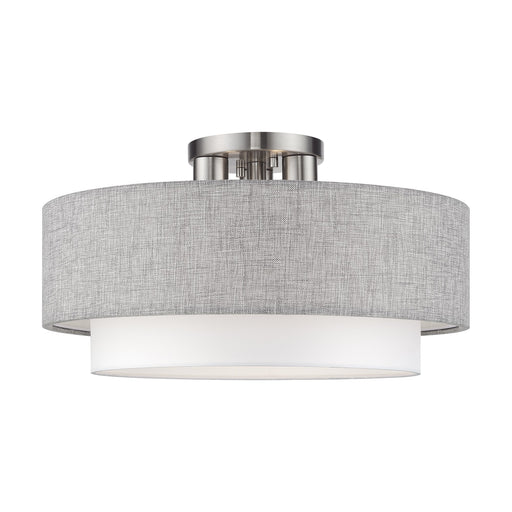 Brookmeade 3-Light 18" Semi-Flush Mount in Brushed Nickel
