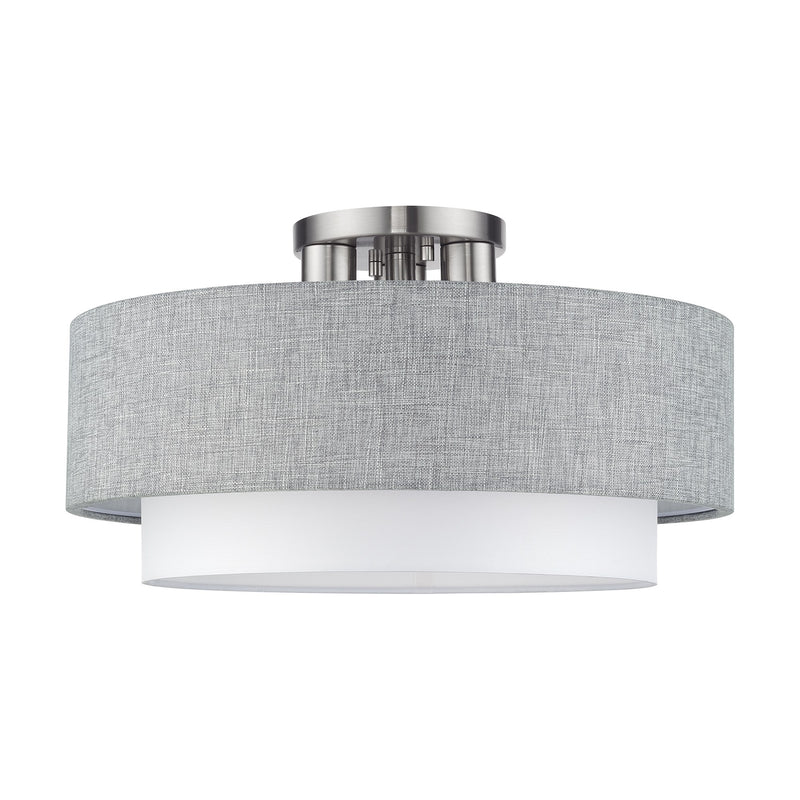 Brookmeade 3-Light 18" Semi-Flush Mount in Brushed Nickel