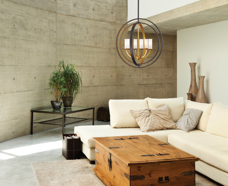 Ashling 6 Light 24.38" Chandelier in Bronze Gold in a room setting