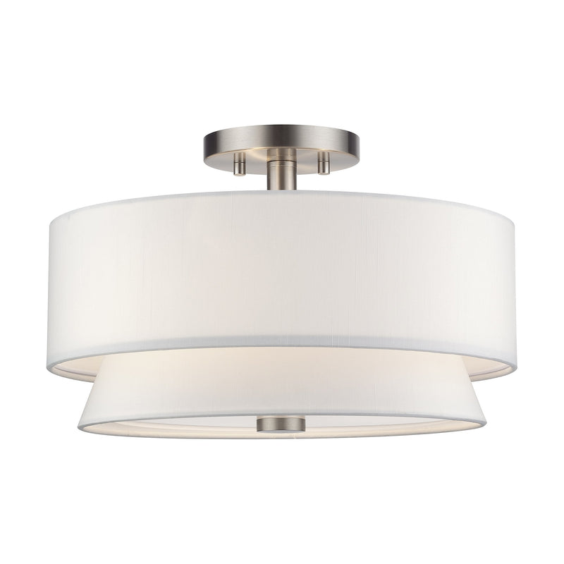 Fontana 3-Light Semi-Flush Mount in Brushed Nickel