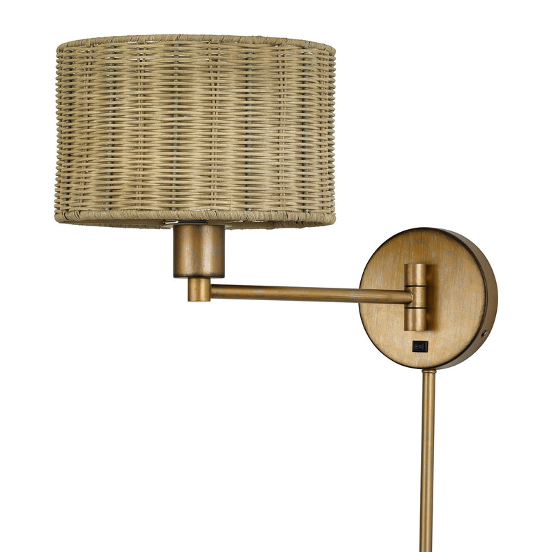 Weavington Swing Arm Wall Lamp in Antique Gold Leaf