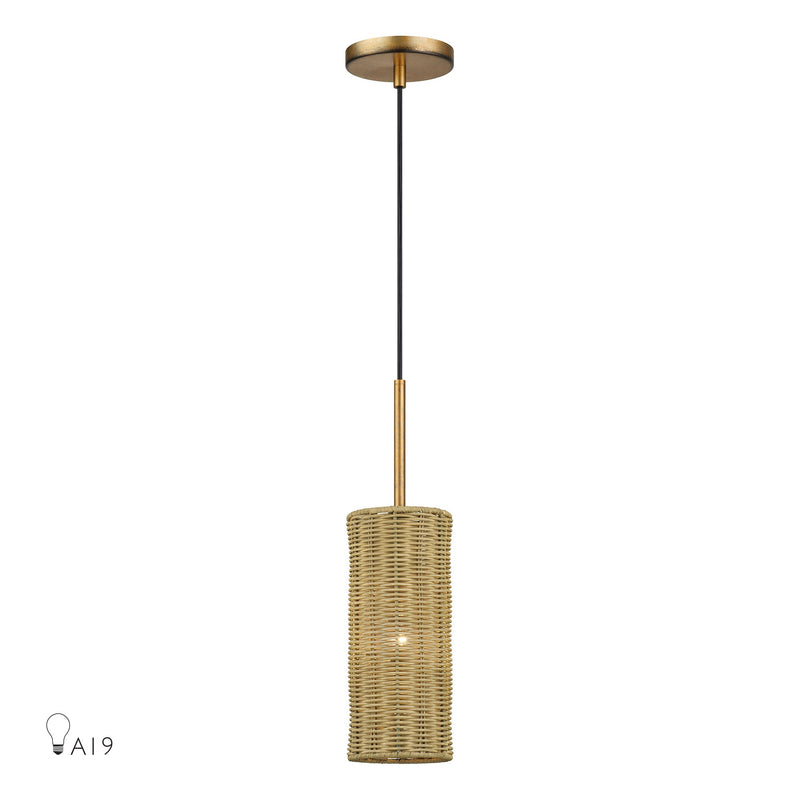 Weavington Cylinder Mini Pendant in Antique Gold Leaf