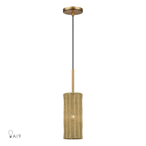 Weavington Cylinder Mini Pendant in Antique Gold Leaf