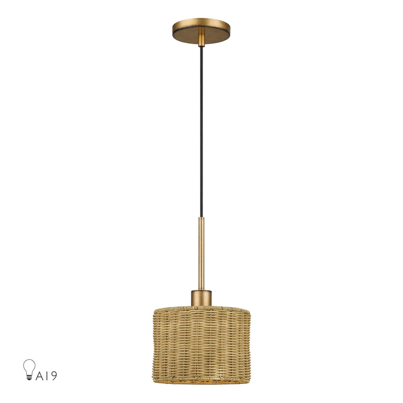 Weavington Drum Mini Pendant in Antique Gold Leaf