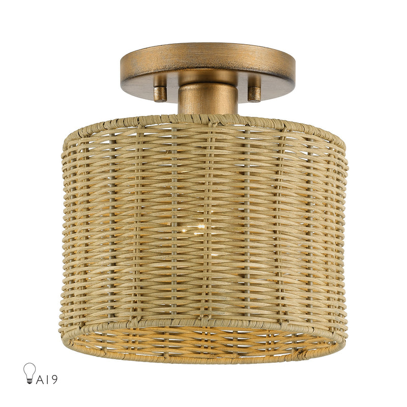 Weavington Small Semi-Flush Mount in Antique Gold Leaf