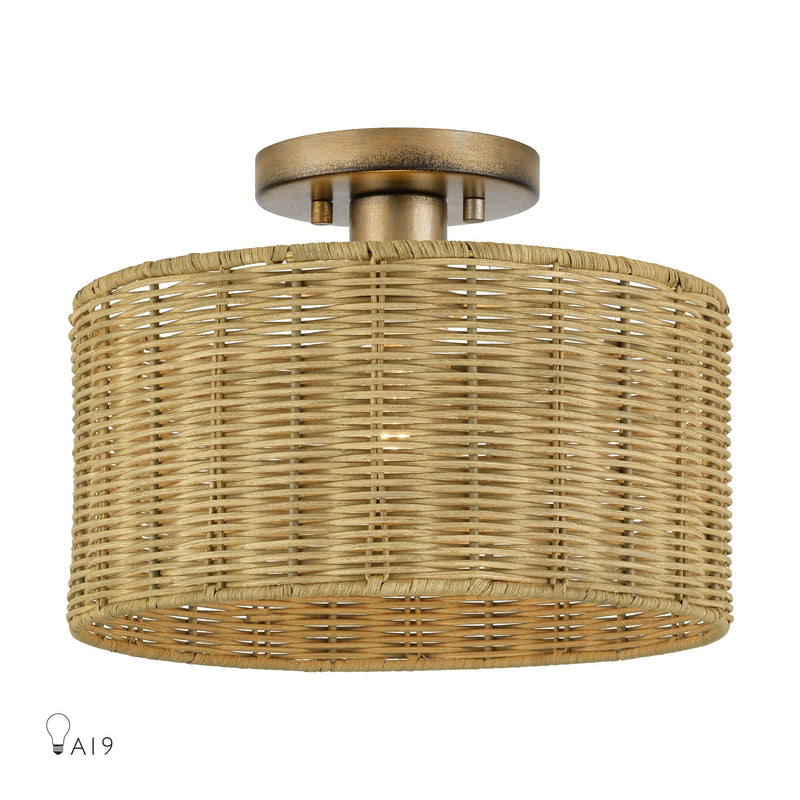 Weavington Medium Semi-Flush Mount in Antique Gold Leaf