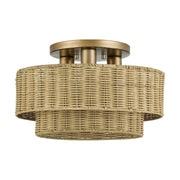 Weavington 3-Light 15" Semi-Flush Mount in Antique Gold Leaf