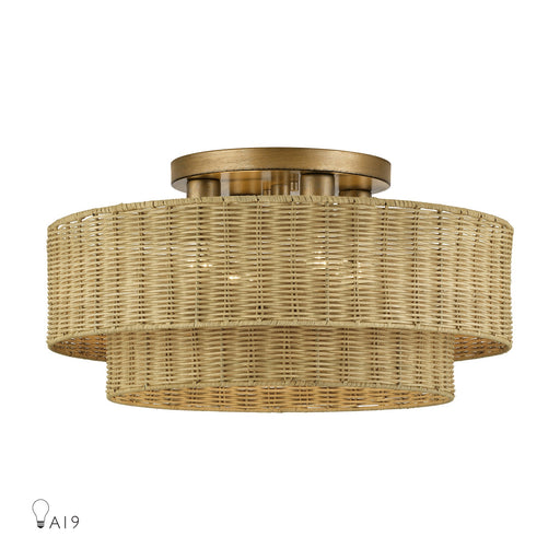 Weavington 4-Light Extra Large Semi-Flush Mount in Antique Gold Leaf