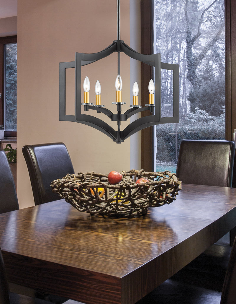 Zander 5 Light 23.6" Chandelier in Bronze in a room setting