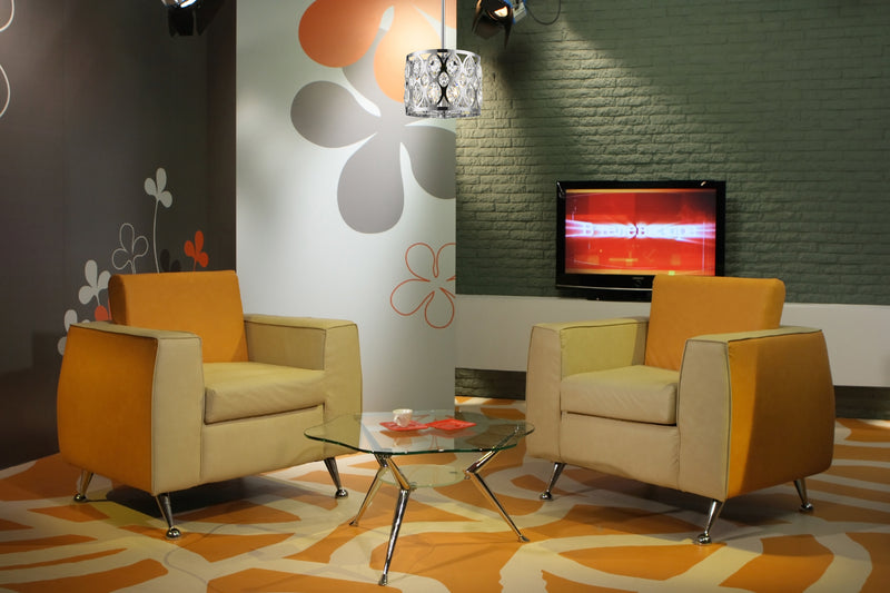 Dealey 3 Light Chandelier in Chrome in a room setting