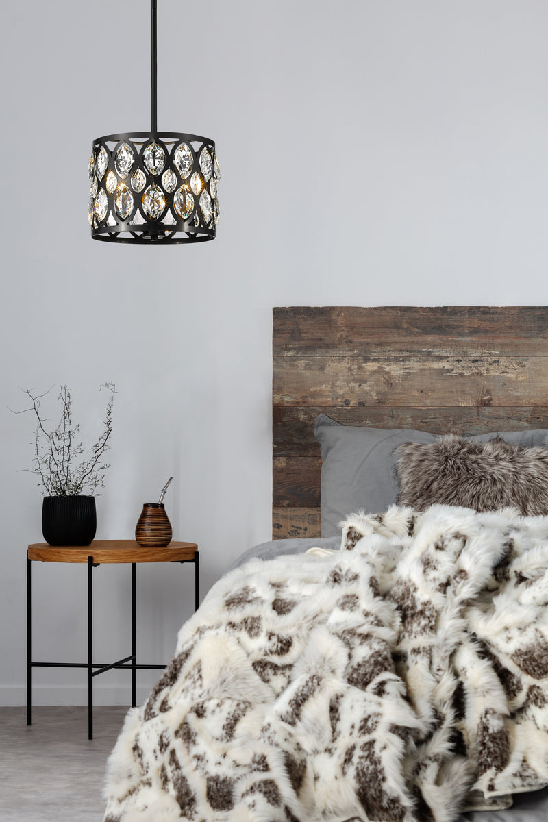 Dealey 3 Light Chandelier in Matte Black in a room setting