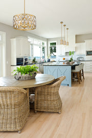 Dealey 5 Light 19.25" Chandelier in Heirloom Brass in a room setting