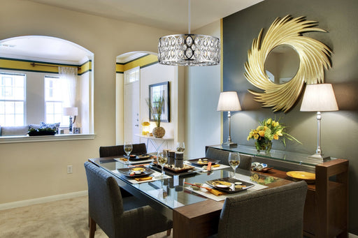 Dealey 6 Light Chandelier in Chrome in a room setting