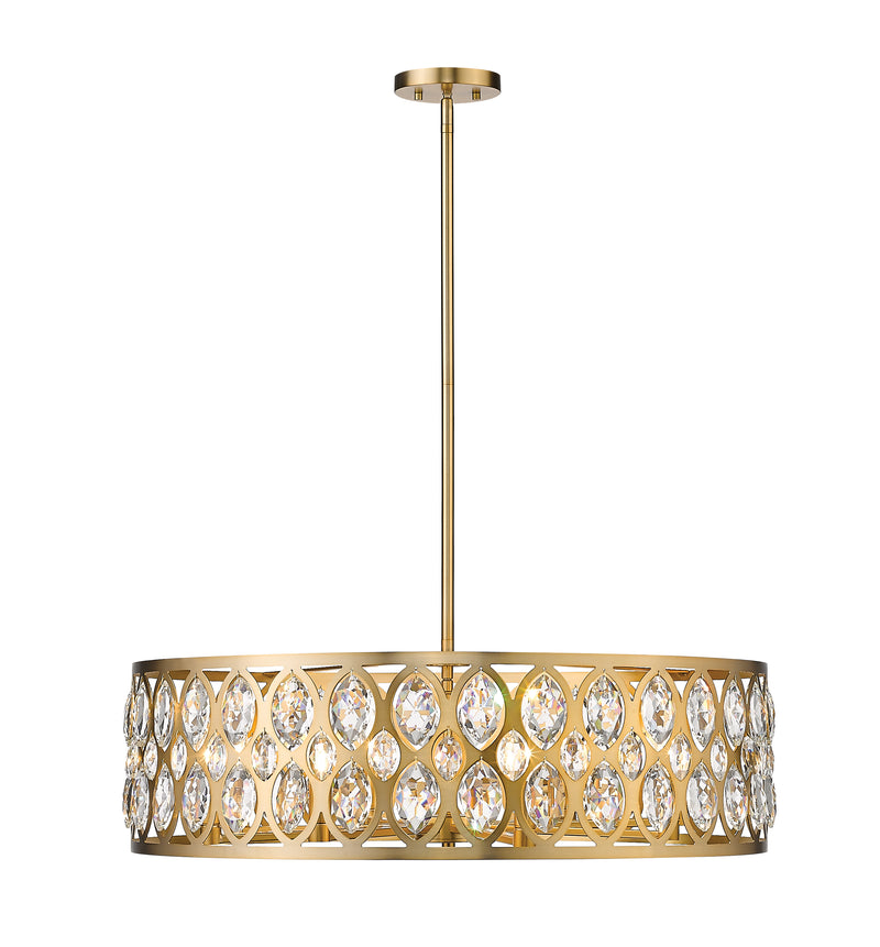 Dealey 8 Light 30.25" Pendant in Heirloom Brass