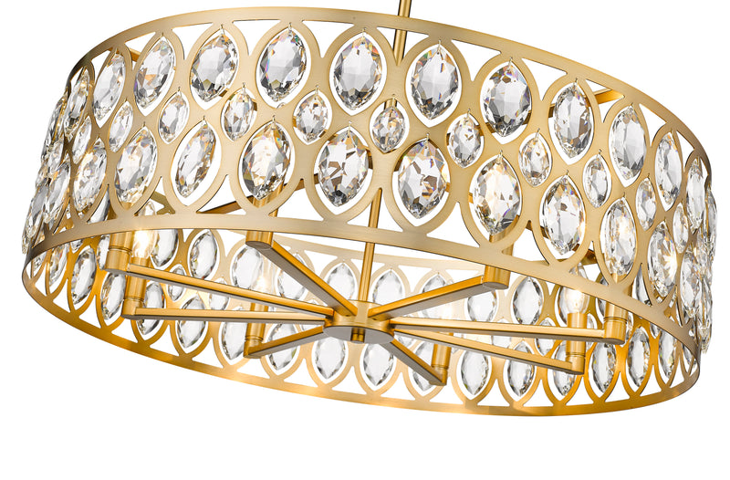 Dealey 8 Light 30.25" Pendant in Heirloom Brass