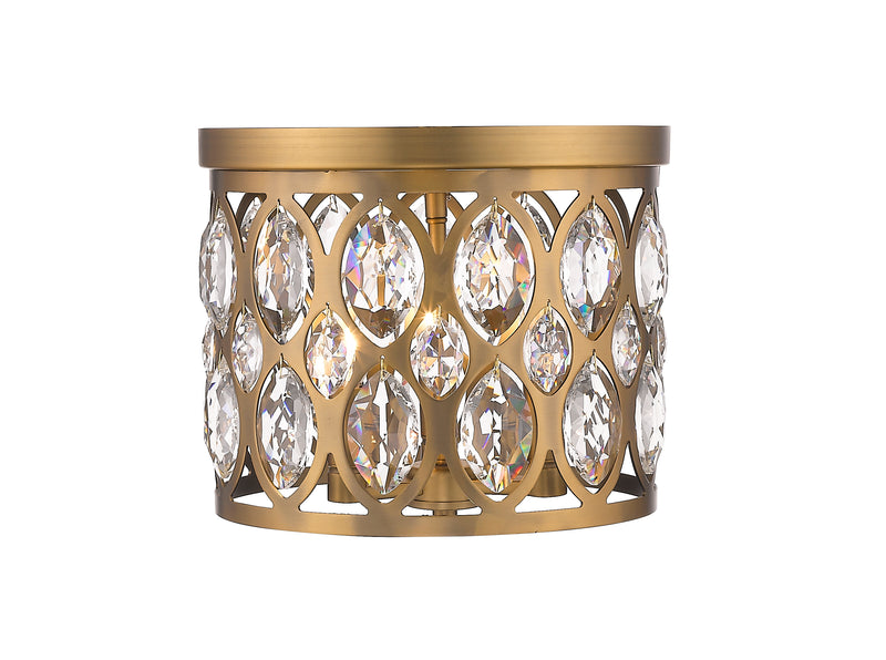 Dealey 3 Light Flush Mount in Heirloom Brass