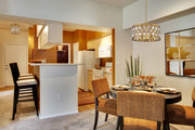 Dealey 3 Light Flush Mount in Heirloom Brass in a room setting