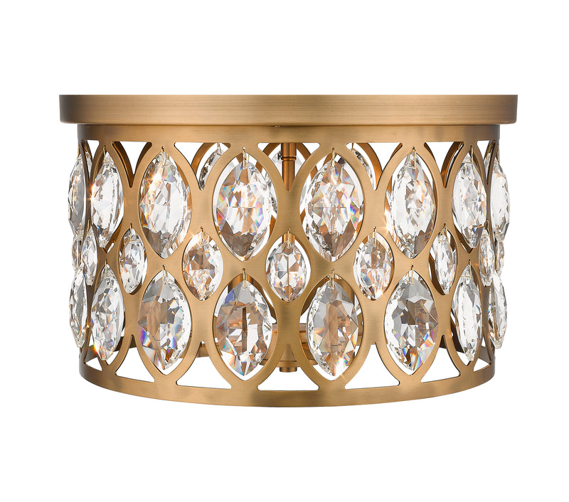 Dealey 4 Light Flush Mount in Heirloom Brass