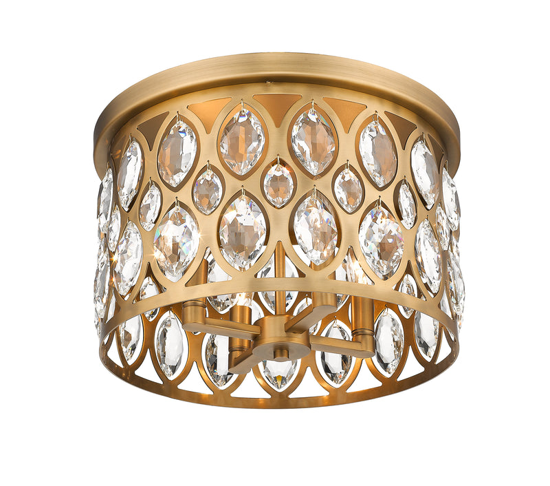 Dealey 4 Light Flush Mount in Heirloom Brass