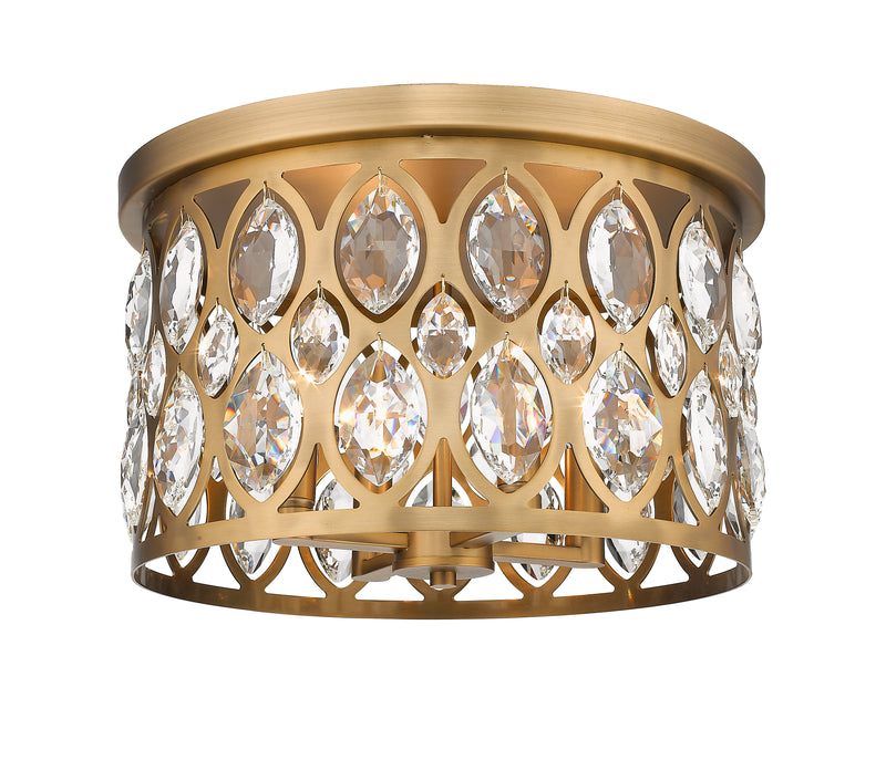 Dealey 4 Light Flush Mount in Heirloom Brass