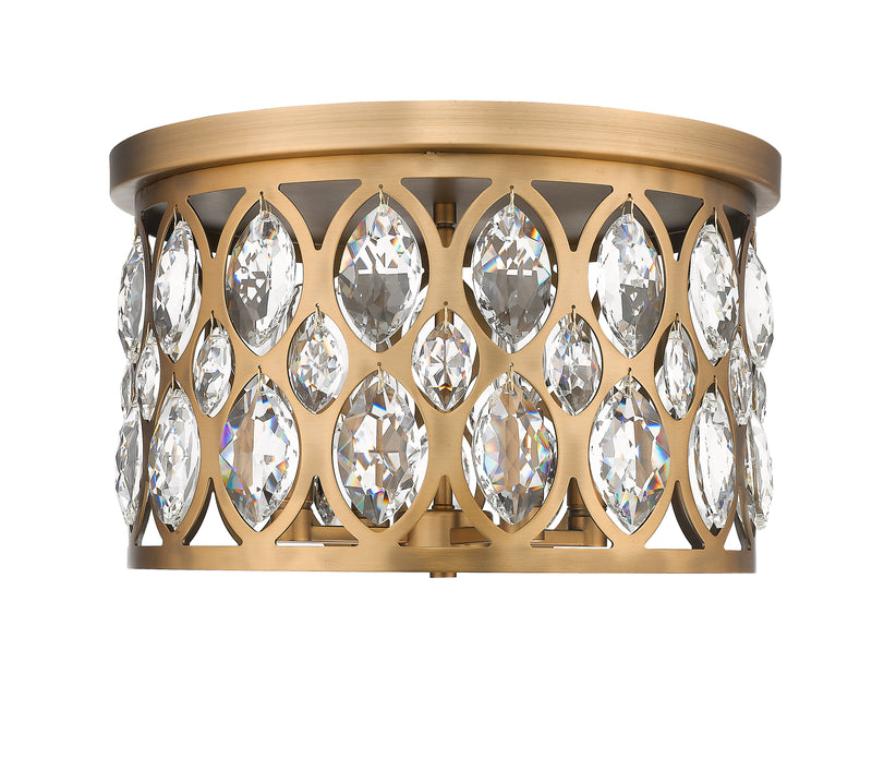 Dealey 4 Light Flush Mount in Heirloom Brass