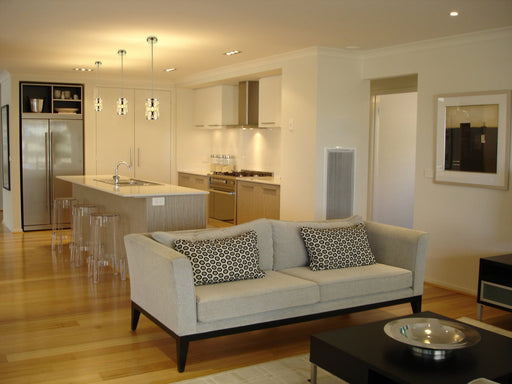 Dealey 1 Light Pendant in Chrome in a room setting