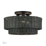 Weavington 3-Light 18" Semi-Flush Mount in Black