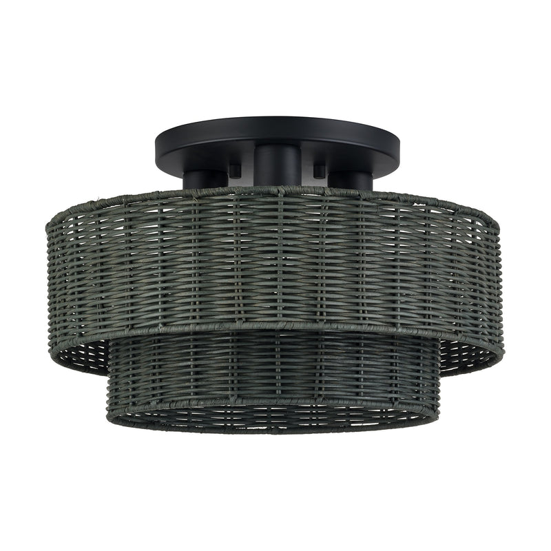 Weavington 3-Light 15" Semi-Flush Mount in Black