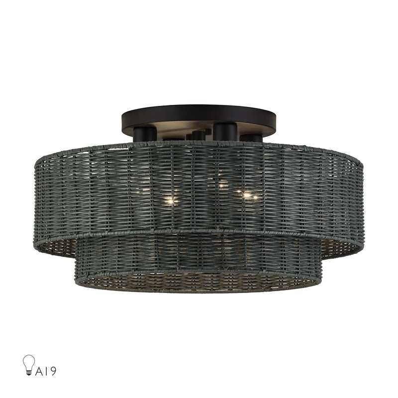 Weavington 4-Light Extra Large Semi-Flush Mount in Black
