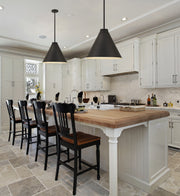 Eaton 1 Light 18" Pendant, 6011 Series in Matte Black in a room setting