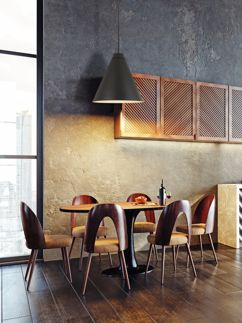 Eaton 1 Light 24" Pendant in Matte Black in a room setting