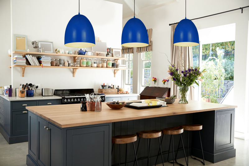 Z-Studio 3 Light 19" Pendant in Blue in a room setting