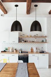 Z-Studio 3 Light 19" Pendant in Satin Black in a room setting