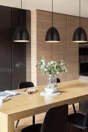 Z-Studio 1 Light 9.5" Pendant in Satin Black in a room setting