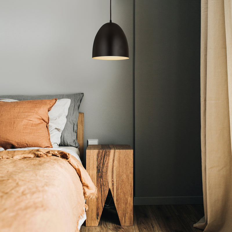 Z-Studio 1 Light 9.5" Pendant in Satin Black in a room setting